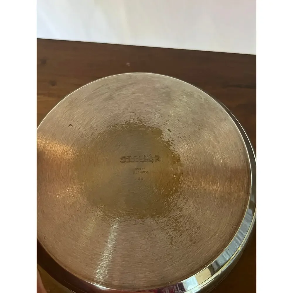 Stellar Stainless Steel Saucepan with Lid Copper Exterior Finish Vintage
